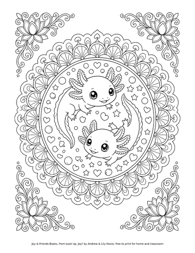 Coloring page: Axolotl Mandala