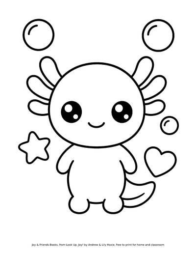Coloring page: Big & Simple Axolotl (toddler page)