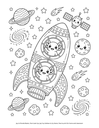 Coloring page: Rocket Ship in Space